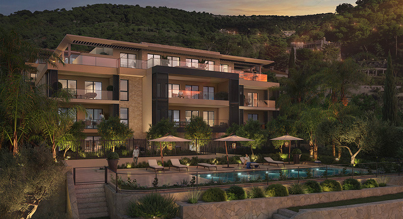 Eze, France, Côte d'Azur, residence, immobilier appartement, terrasse, vue mer, piscine, achat, vente