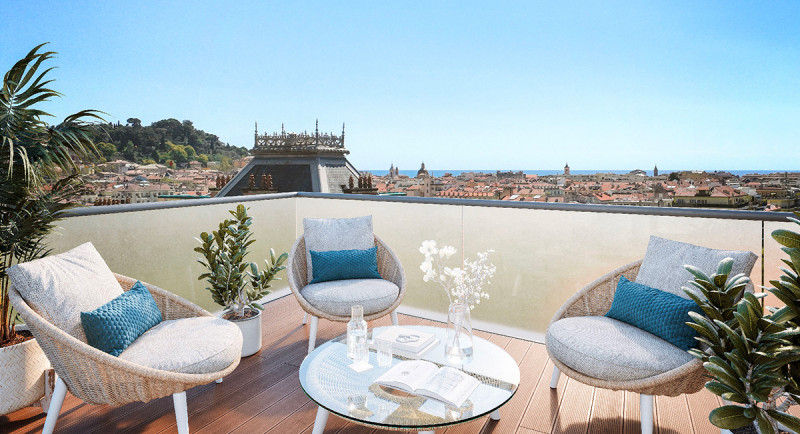 Cote d'Azur, France, Immobilier Nice, residence neuve, appartement, vue mer, terrasse, centre ville