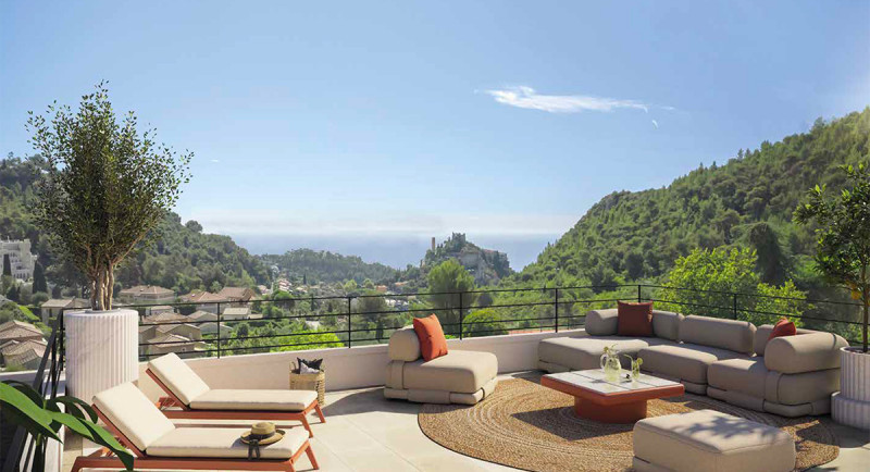 Immobilier France, Eze, appartement, terrasse, penthouse, piscine, vue mer